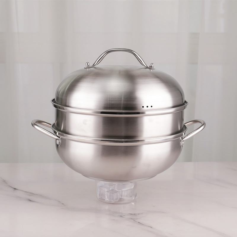 Double Food Steamer Set 28cm Stainless Steel Non Stick For Cooking
