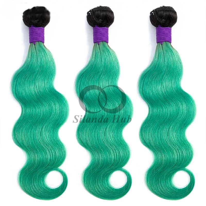 #T1B/Green Body Wave Remy Human Hair Bundles Sew In Weave Bundles Brazilian Bundle Deals