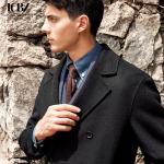 Autumn and Winter Warmth Men's Black Lapel Woolen Coat for Business Casual Wear
