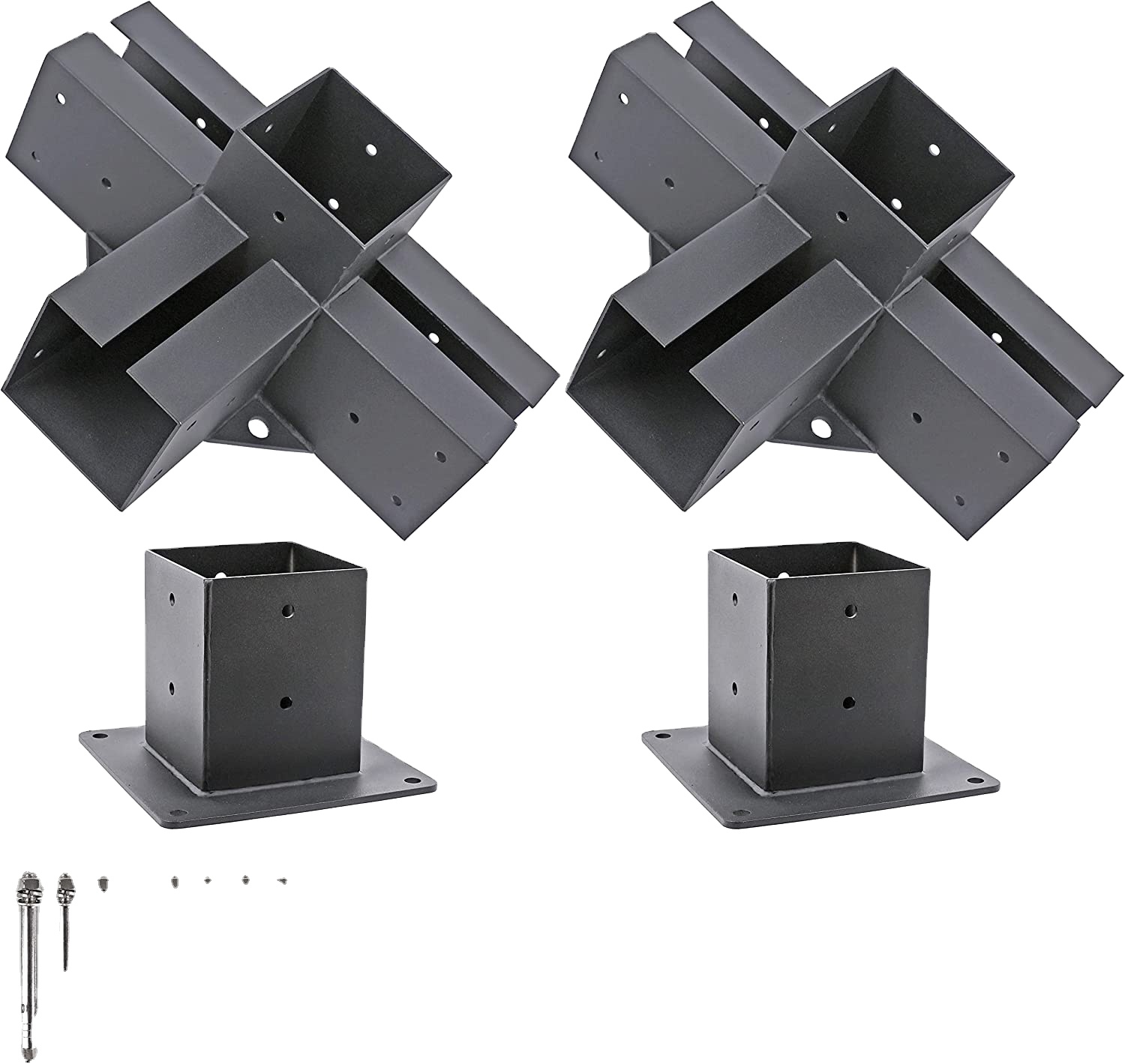 2.2kg Black Steel 3-Way Right Angle Bracket for Gazebo Tree House Log House Building