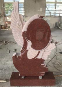 Quality Decorative Carving Red Granite Tombstones , European Style​ Granite Cemetery Monuments wholesale