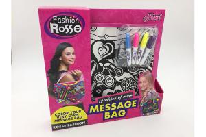 Quality Pink Color 11 Inch DIY Drawing Message Bag With 4Pcs Bright Color Markers wholesale