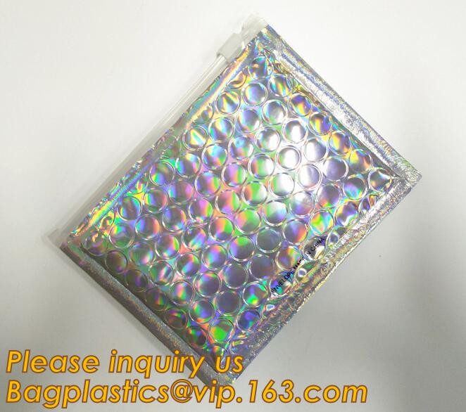 Cosmetic Pink Slider Padded Bag/Silver k Bag With Bubble,Padded Envelopes Cheap Aluminium Foil k Holographic