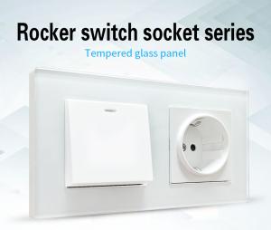 Quality Tempered Glass Panel Vintage Sockets And Switches Home Push Switch Socket Combo wholesale