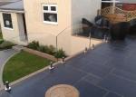 Curved Frameless Glass Deck Railing Systems Floor Mounted With Stainless Steel