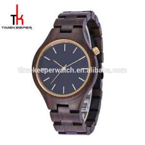 Quality Black sandal quartz movement wood watch cheap price good quality timekeeper men wood watch wholesale