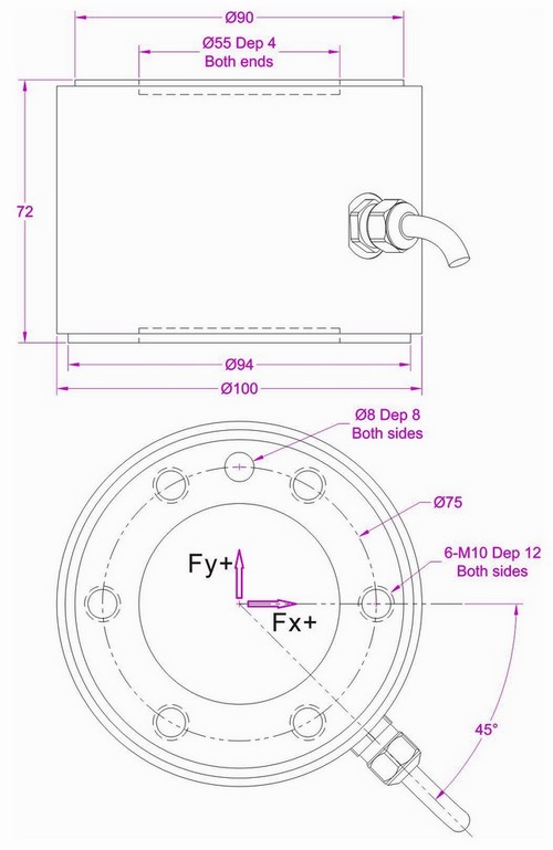 X/Y/Z 3 axis force transducer