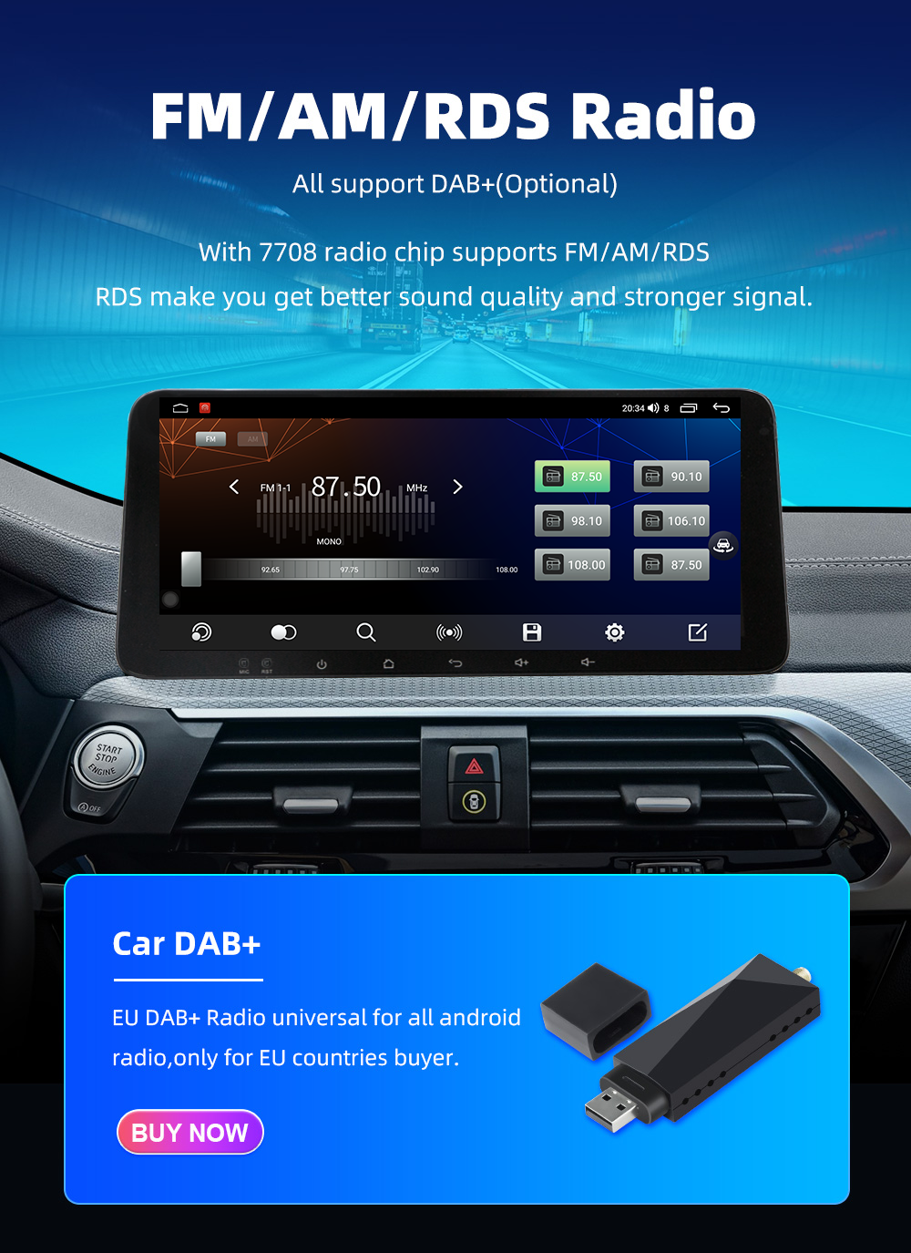 DVR 10" Android 13 Car Stereo with 10.33" Touch Screen GPS Wifi DVD Player and Camera
