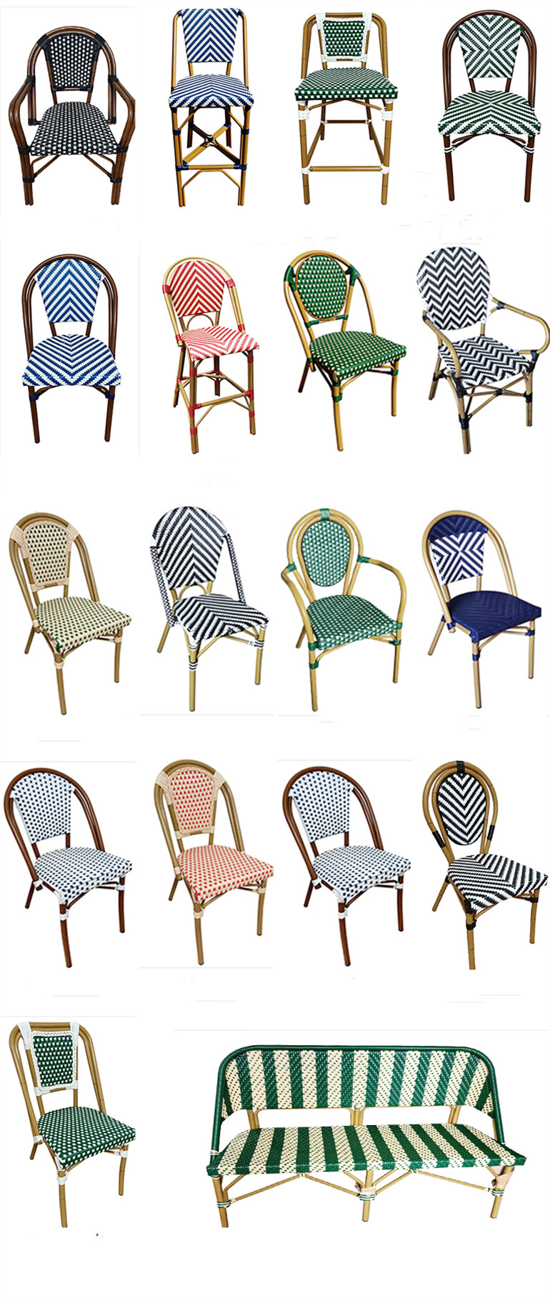 Wicker French Rattan Garden Chair Vintage Restaurant Cafe Bistro Dining Chair