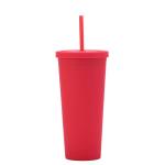 22 Ounces Colorful Iced Coffee Travel Mug With Straw Personalized Plastic