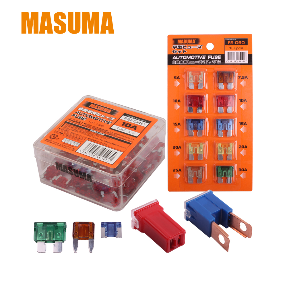 MASUMA Truck Mini Fuses flag standard 15A Blue 100 pcs FS-035 7.3*7.3*4.7cm 98200-31500