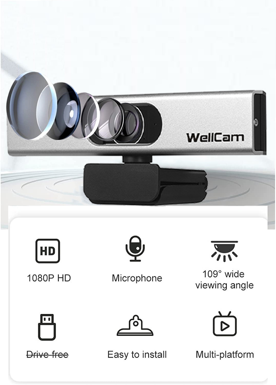 Ultra Wide Angle H.264 1080P Full HD Webcam Web Camera With Microphone