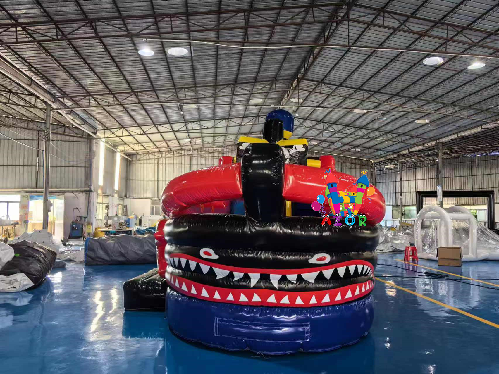 6.7x3.7m Custom PVC Outdoor Inflatable Fun City Cartoon Theme Bouncer Jumping Bouncy Castle With Dry Slide
