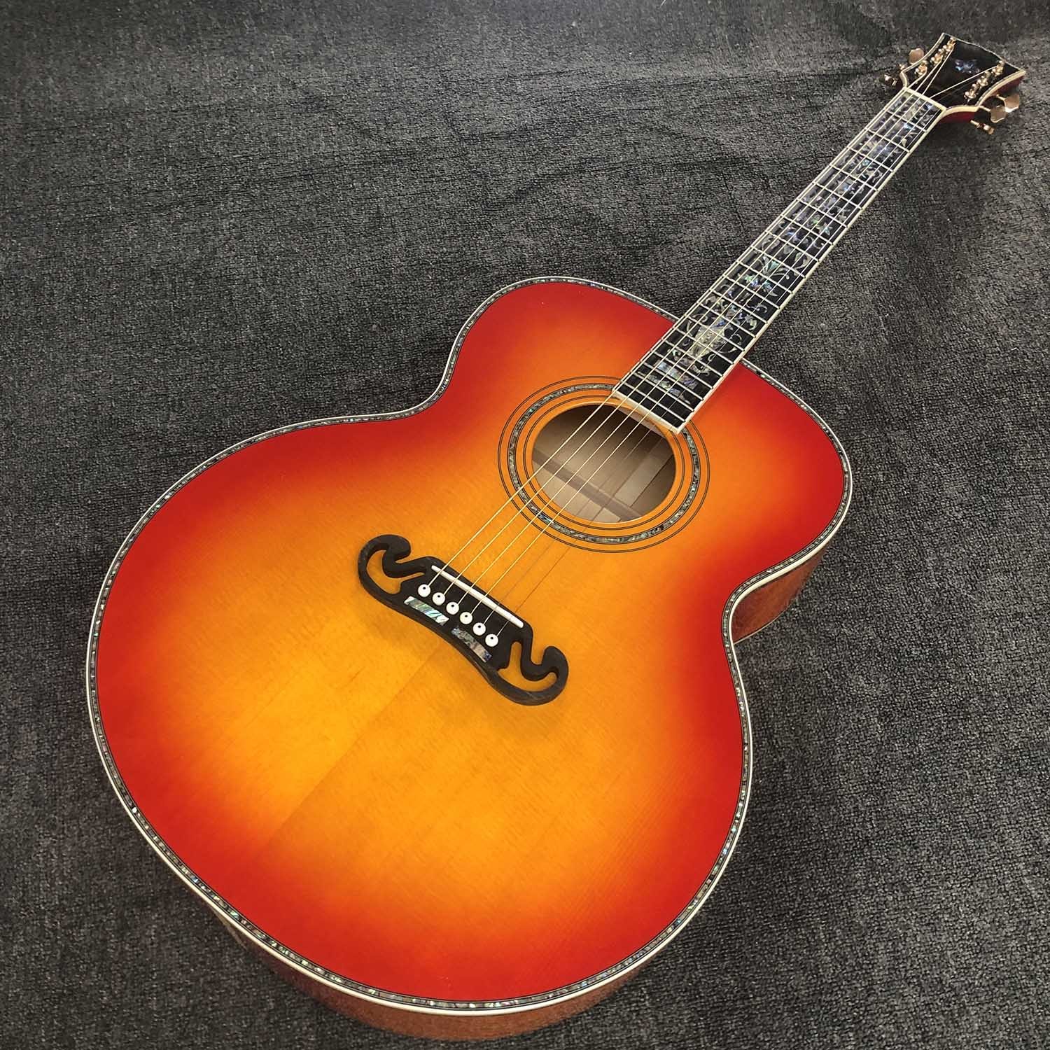Custom Grand jumbo 43 inch J200 water ripple back side with kinds colors Acoustic Guitar life tree inlay neck, vintage