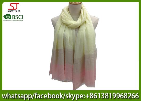 Chinese factory frayed three colors ombre lightweight scarf 100% Viscose 100