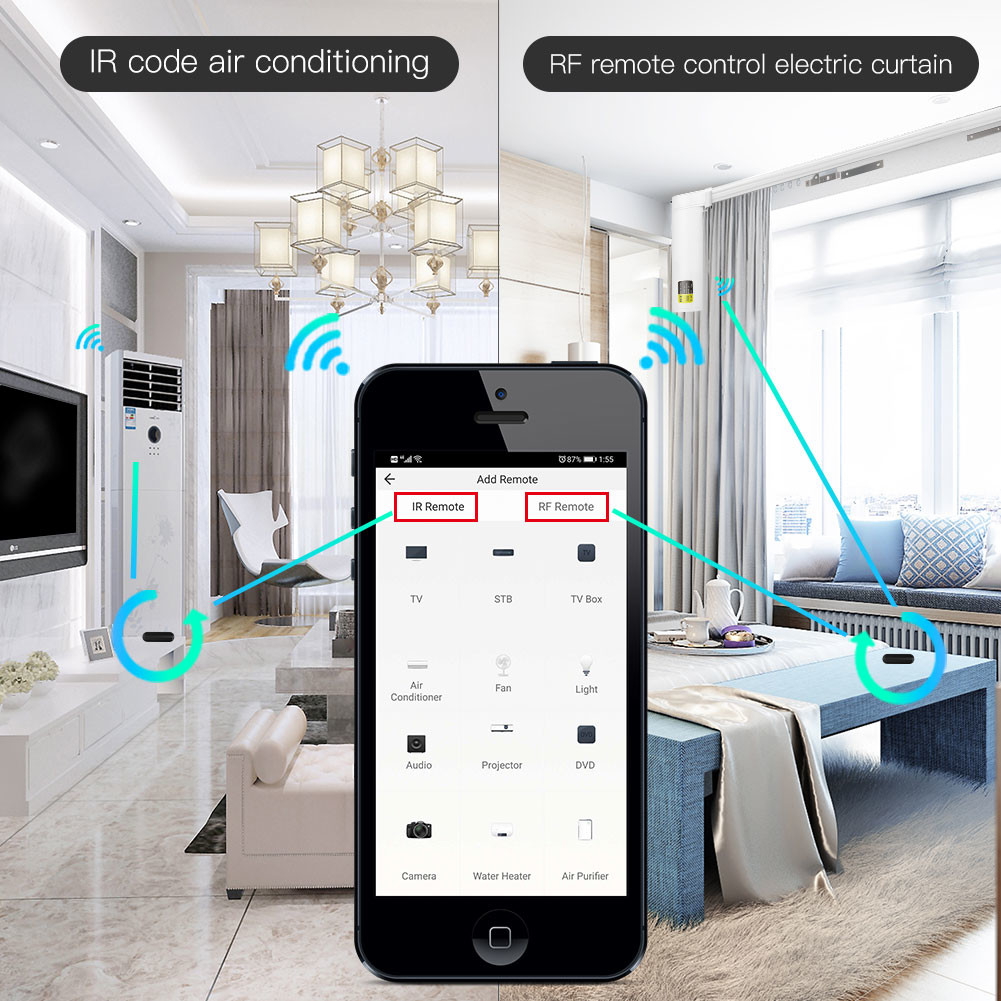 Mini ALL IN ONE TV Voice Remote Control 138g WiFi IR Support Alexa And Google Home