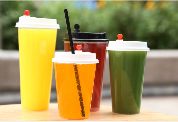 Custom Printing Pp Bubble Tea Cups And Straws , Disposable Transparent Plastic Cups