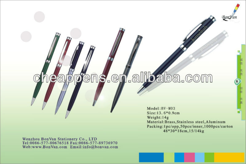 click promotional metal pen, logo can be printed for advertising use