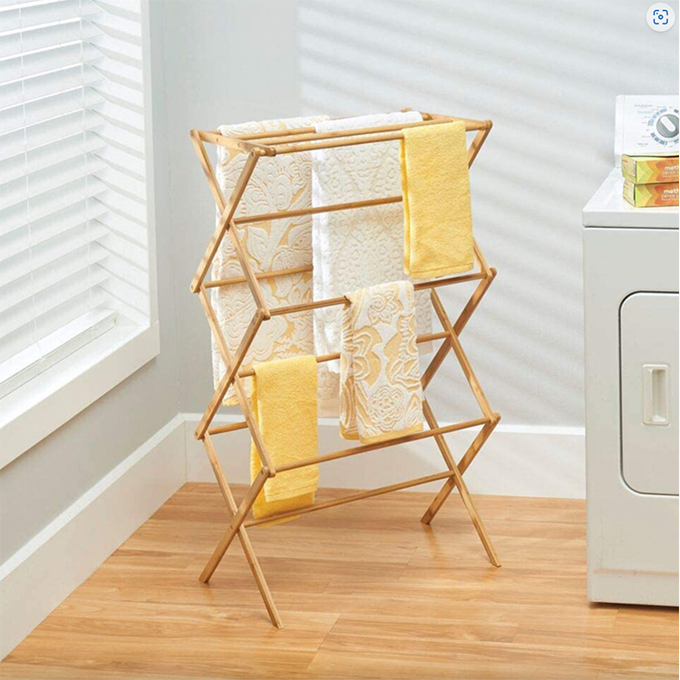 Sustainable Multifunctional Bamboo Vertical Folding Drying Rack and Versatile Storage