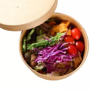 Quality Disposable Takeaway Kraft Paper Salad Bowl Fast Food Lunch 350ml wholesale