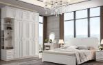 Removable Multipurpose White Wooden Wardrobe With Four Door Anti Deformation