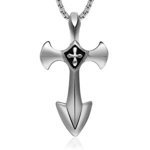 Quality Gothic Fashion Men's Necklace 925 Silver Plated Titanium Stainless Steel Cross Sword Pedant (SP081) wholesale