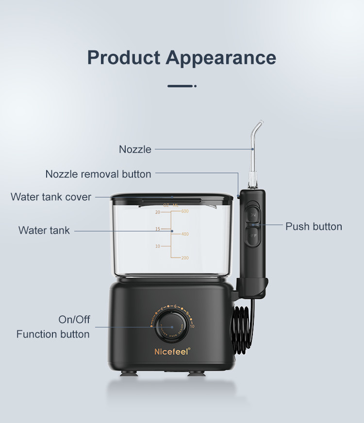 High Pressure Countertop Water Flosser Household Black Oral Irrigator