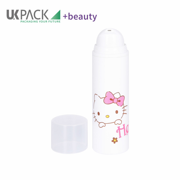 UKA06 Round 15ml 30ml 50ml PP Airless Pump Bottle With Labeling For Lotion Packaging