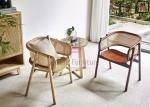 Walnut Lacquered 0.3cbm Restaurant Cane Dining Chair With Armrests
