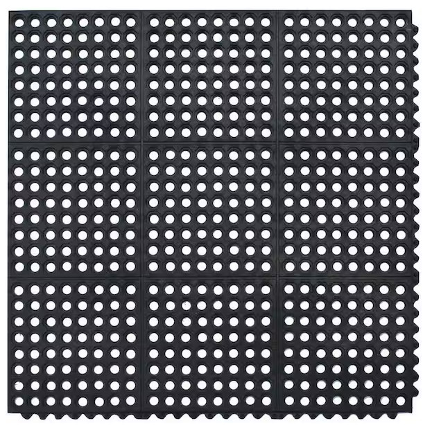 Rubber Flooring Mat Antifatigue Mat Anti-slip Rubber Mat With Holes Interlocking Open Holed Tiles
