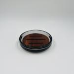 Glass Bathroom Sets Bath Kits Smoke Color Round Shape Wood Part Glass Bathroom