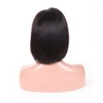 Natural Black Virgin Hair Lace Wigs / Pre Plucked Human Hair Bob Cut Wigs