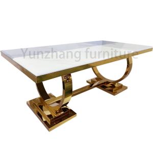 Quality 201 Stainless Steel Luxury Rectangle Dining Table Home Furniture wholesale