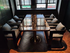 Quality Marble Restaurant Patio Furniture , Rectangular Square Marble Top Dining Table wholesale