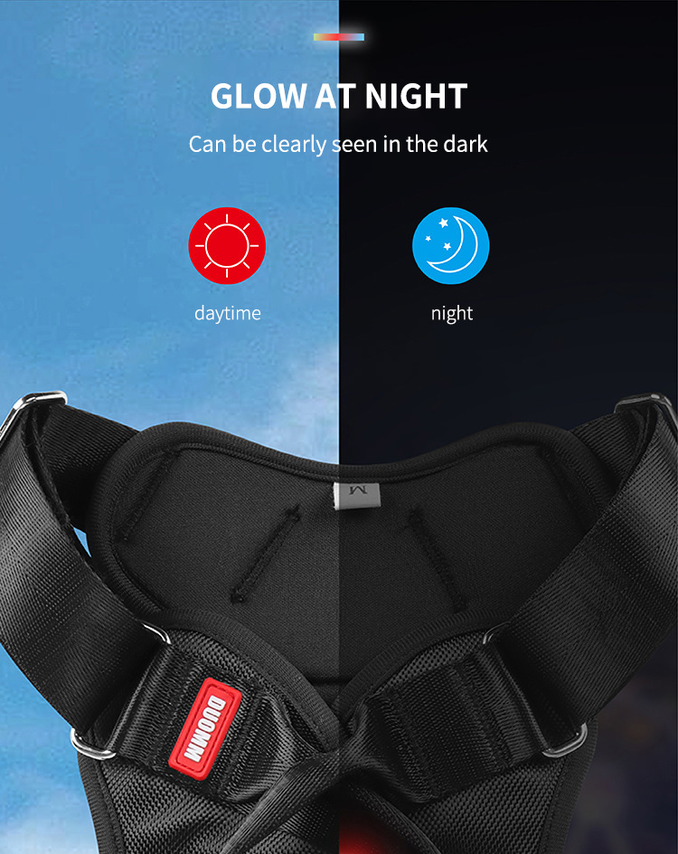 Dog Harness Vest Heavy Duty Padded Reflective USB Nylon Material Oxford Made LED Light