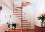 Residential Steel Stair Custom Spiral Staircase With Solid Wood Treads