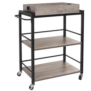 Quality Grey Color Rolling Cart, Serving Cart with Removable Cart, Unique Kitchen Trolley Cart, LRC072B02 wholesale
