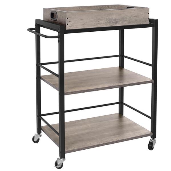 Grey Color Rolling Cart, Serving Cart with Removable Cart, Unique Kitchen