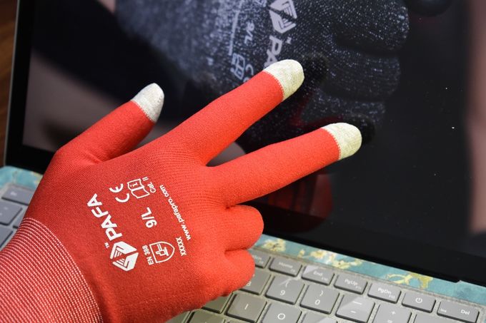 CE Level 3 Women Red Nylon Knit Work Gloves Knit 1