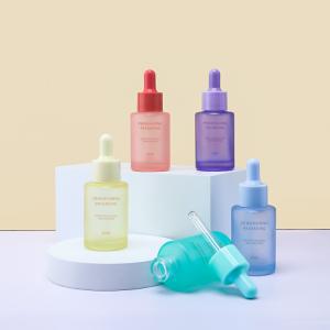 Quality 30ml Serum Dropper Bottles Frosted Colorful Skincare Packaging Glass Essential Oil wholesale