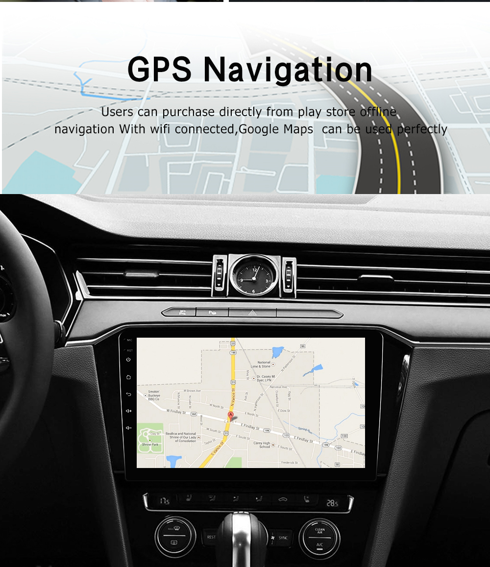 Universal 9 inch Car Stereo Navigation Player with IPS Screen and Rear Camera Support