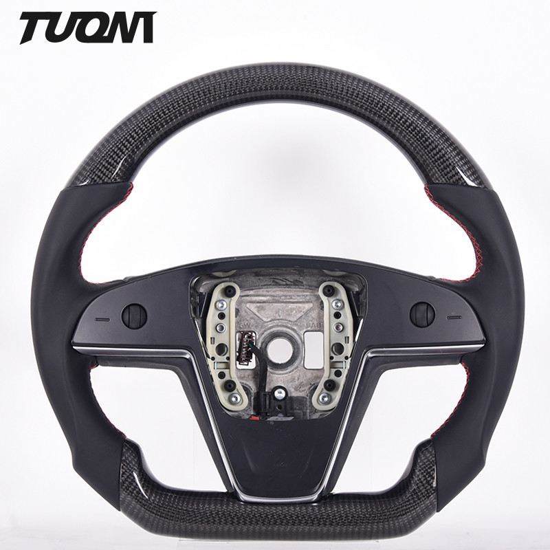 OEM Auto Part Suede Tesla Carbon Fiber Steering Wheel Customized Color