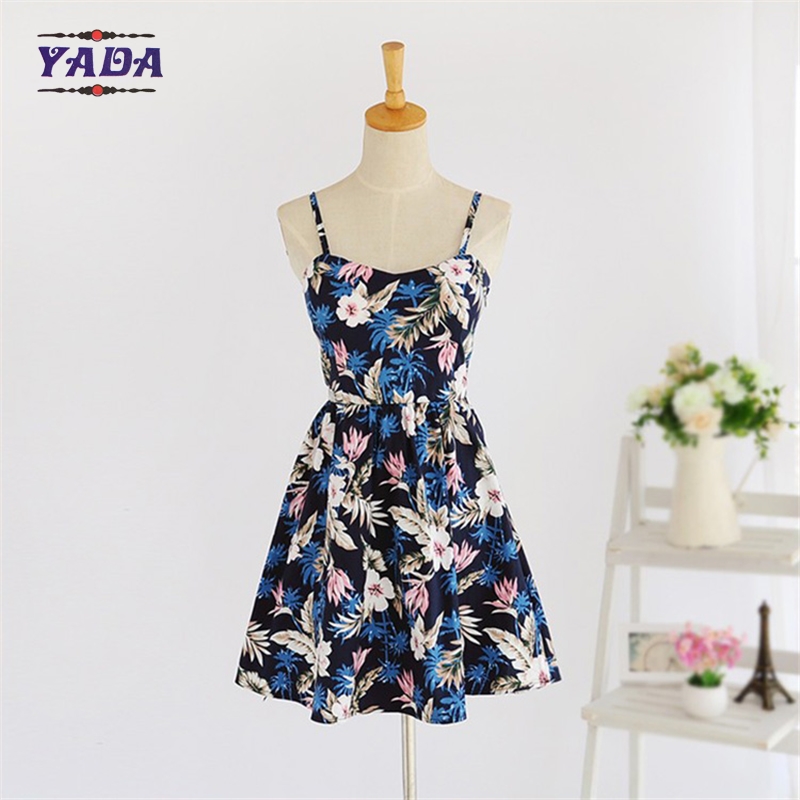 Summer new lady backless beach patterns casual loose t-shirt prom dress ladies fashion clothing for sale