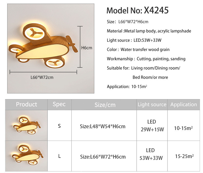 Wooden Cartoon Airplan Ceiling Light Nordic Japanese Kids room lamp(WH-WA-27)