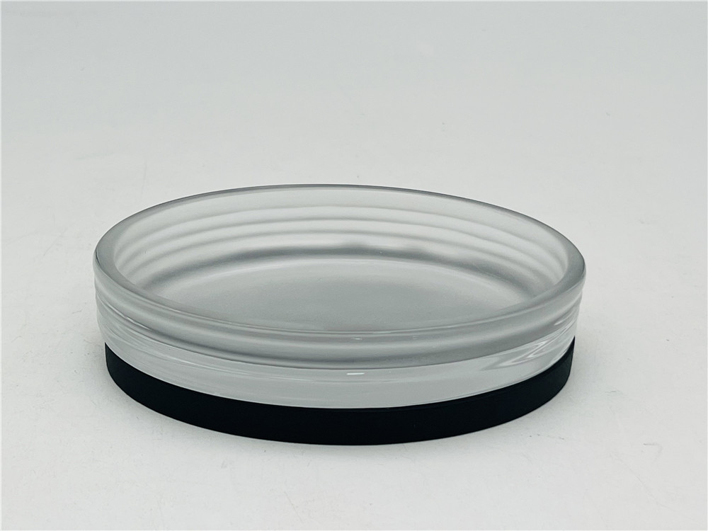 Milky White Glass Bath Accessories Set Round With Circle Line Lotion Dispenser Modern Set