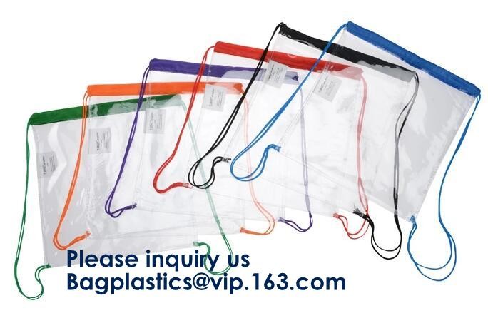 OEM Design Promotion PVC Drawstring GYM Bag,Clear PVC Drawstring Bag With Gold String Promotional Reflective Plastic PVC