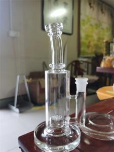Quality Percolator Glass Water Bongs 7inch Cylinder Vase Wig Wag Cross Perc Dab Rig wholesale