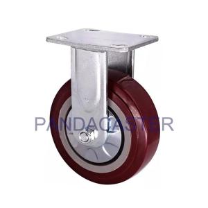Quality Polyurethane Tread Casters , Fixed Top Plate Heavy Duty 6 Inch Casters wholesale
