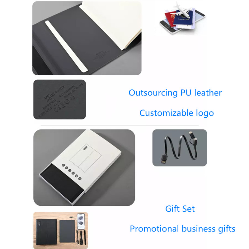 Multiscene 15W Power Bank Passport Case , Ultraportable Leather Notebook Holder
