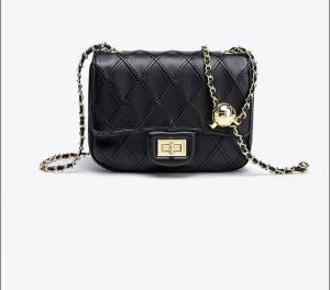 Quality Mini Female Crossbody Bag 20cm Black Purse With Gold Chain wholesale